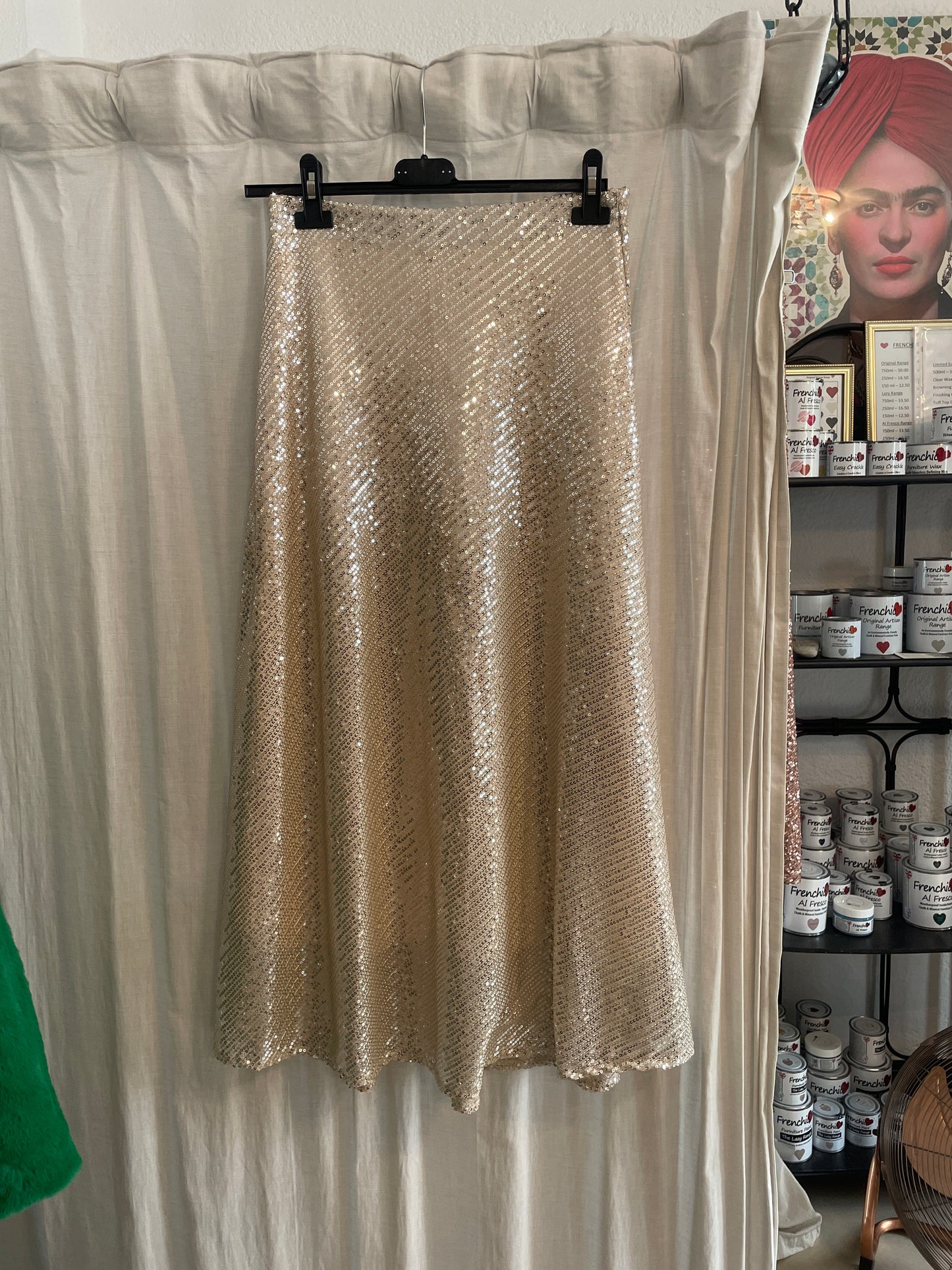 A line sequin skirt