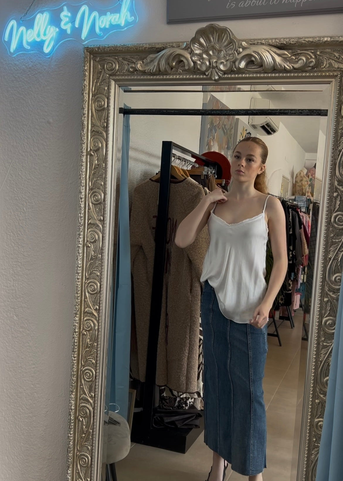 Dark denim skirt