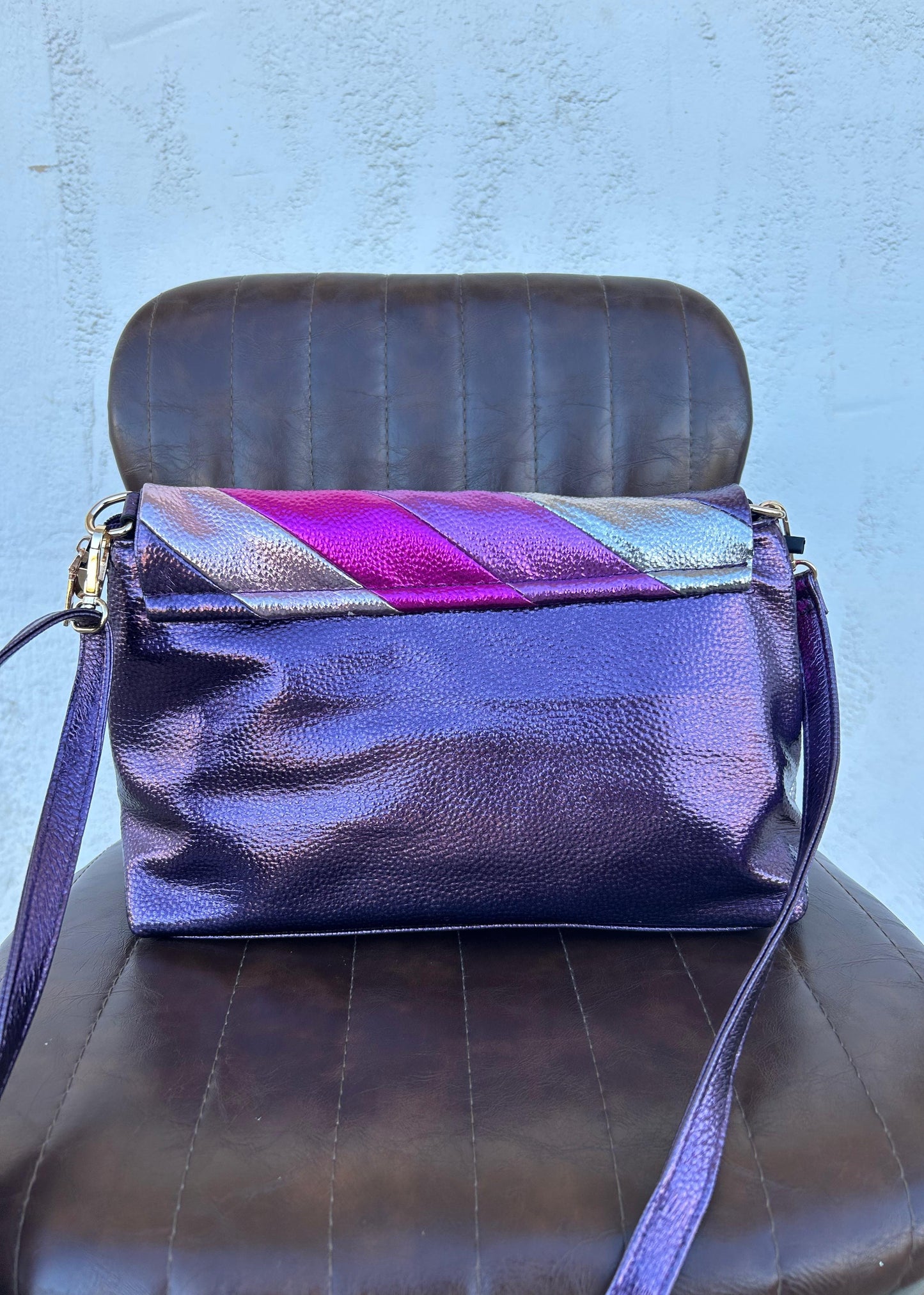Metallic Diagonal Bag