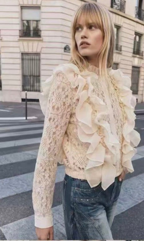 Ruffle lace blouse