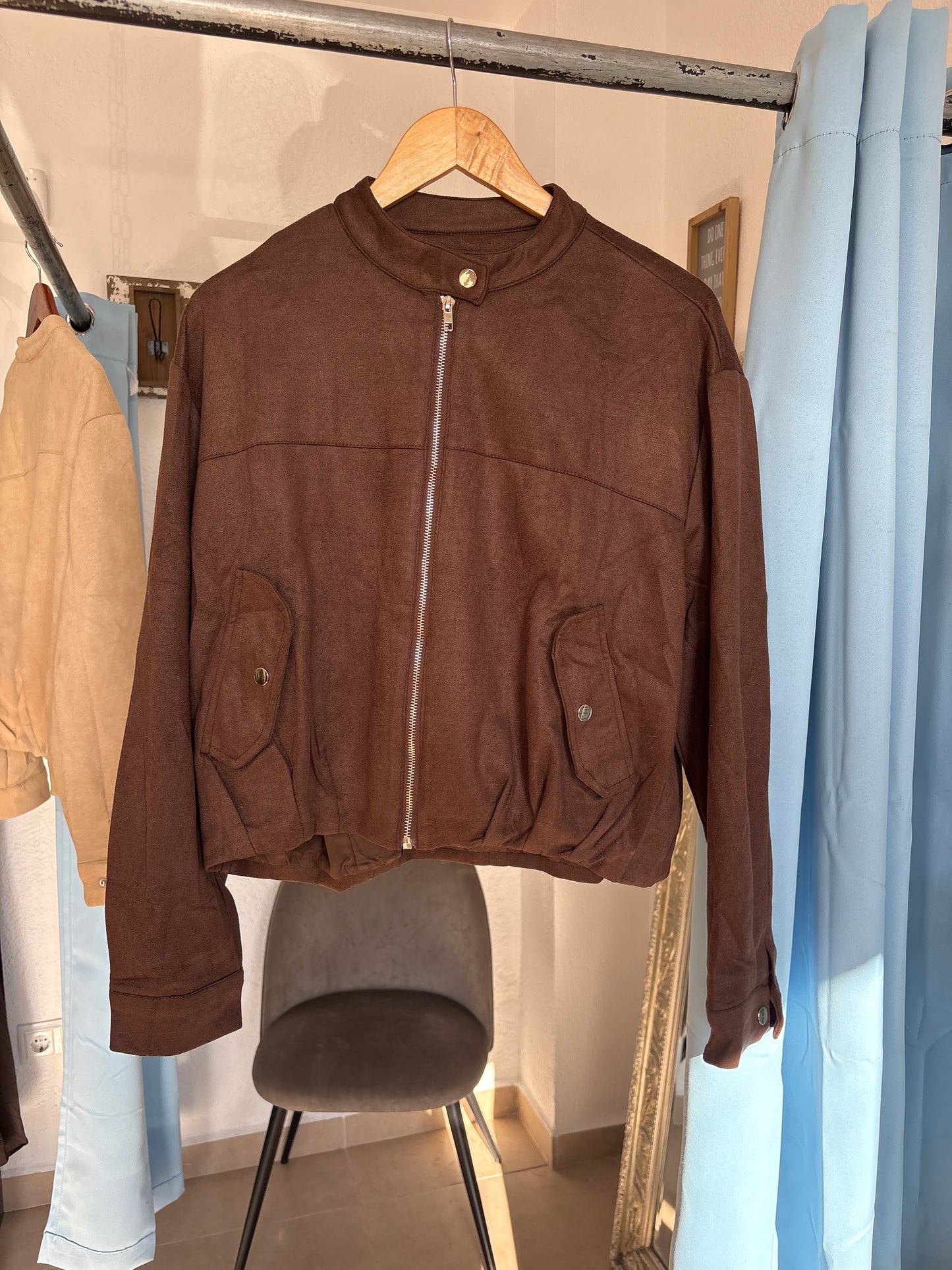 Faux suede bomber