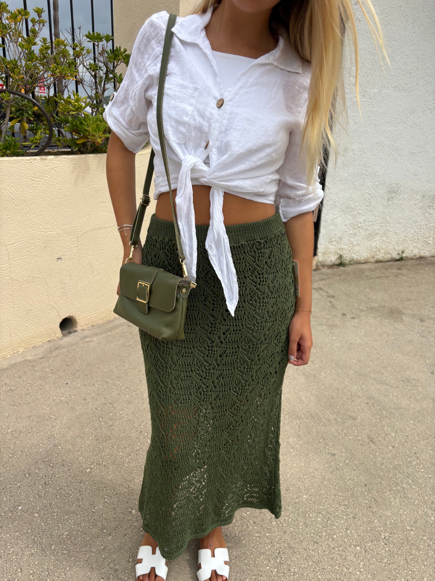 Open knit skirt