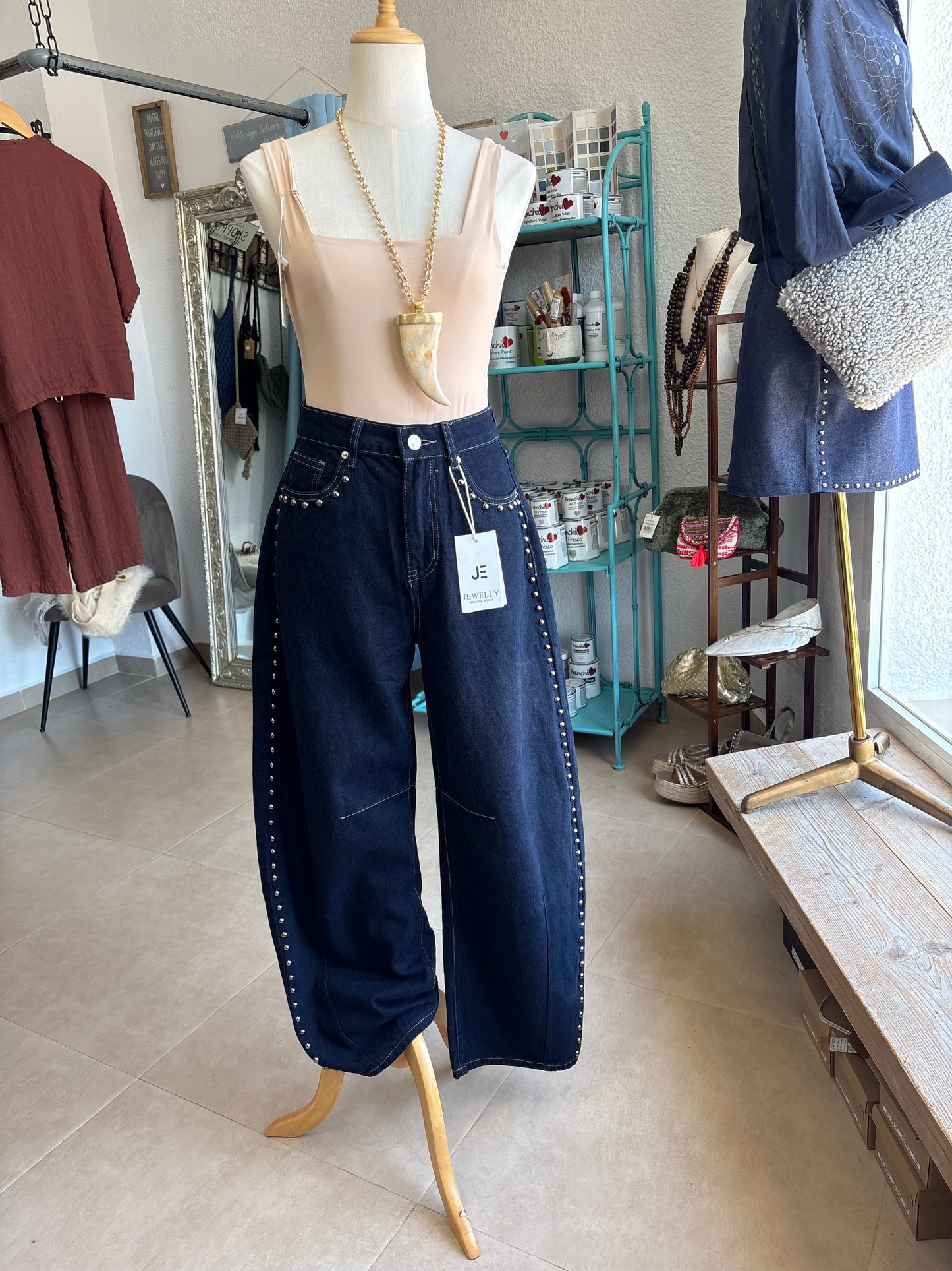 Studded balloon jeans