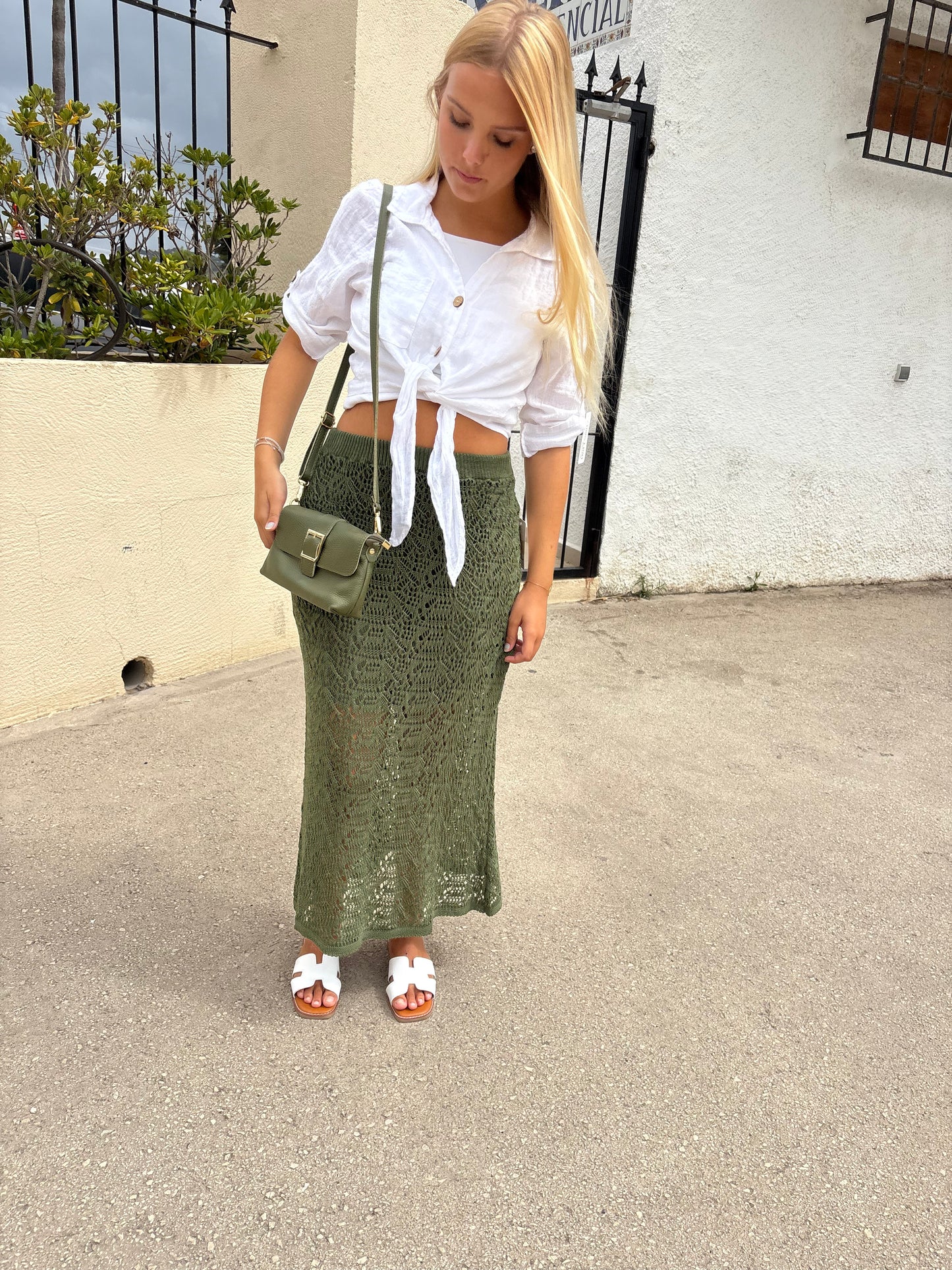 Open knit skirt
