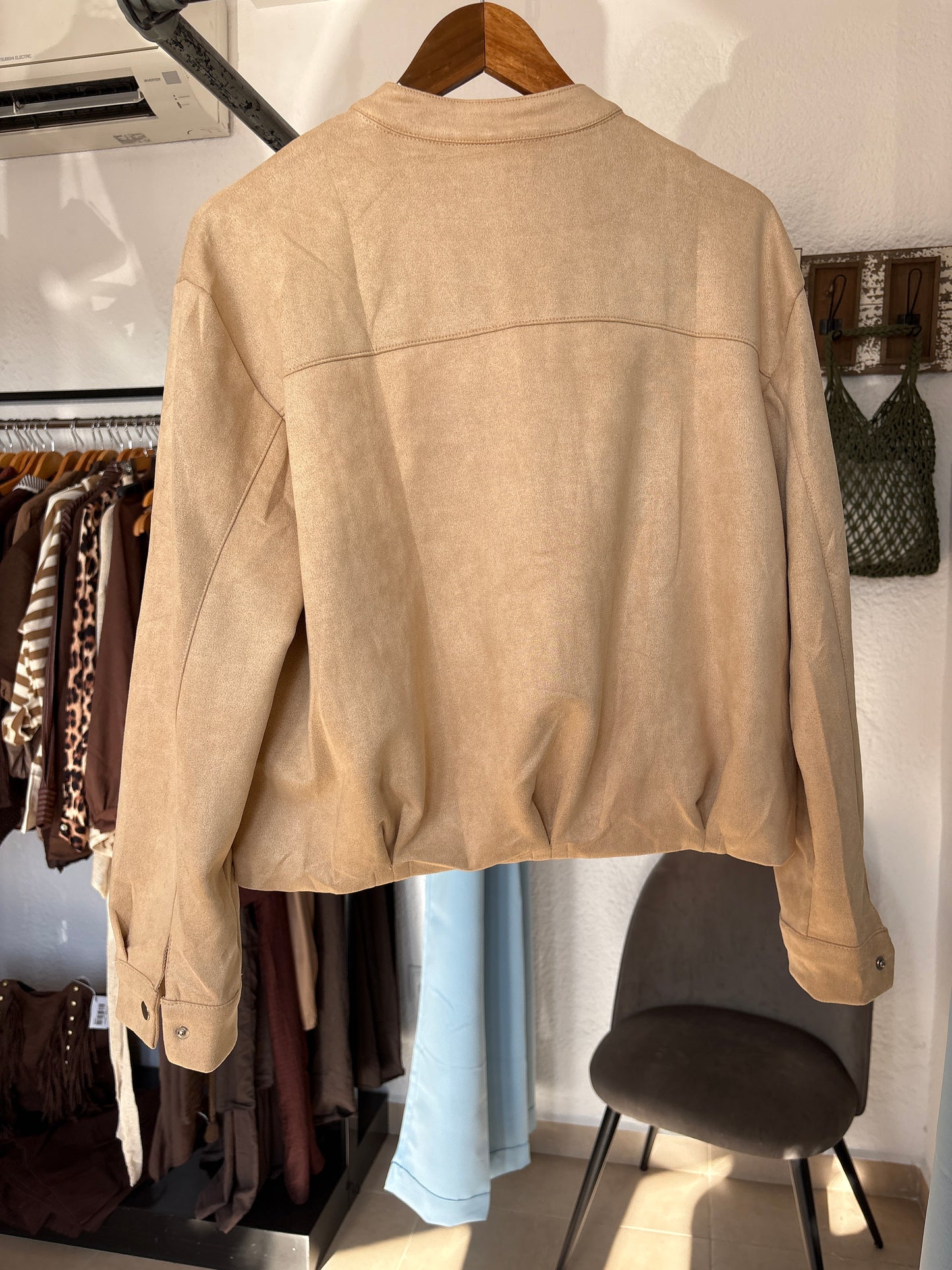 Faux suede bomber