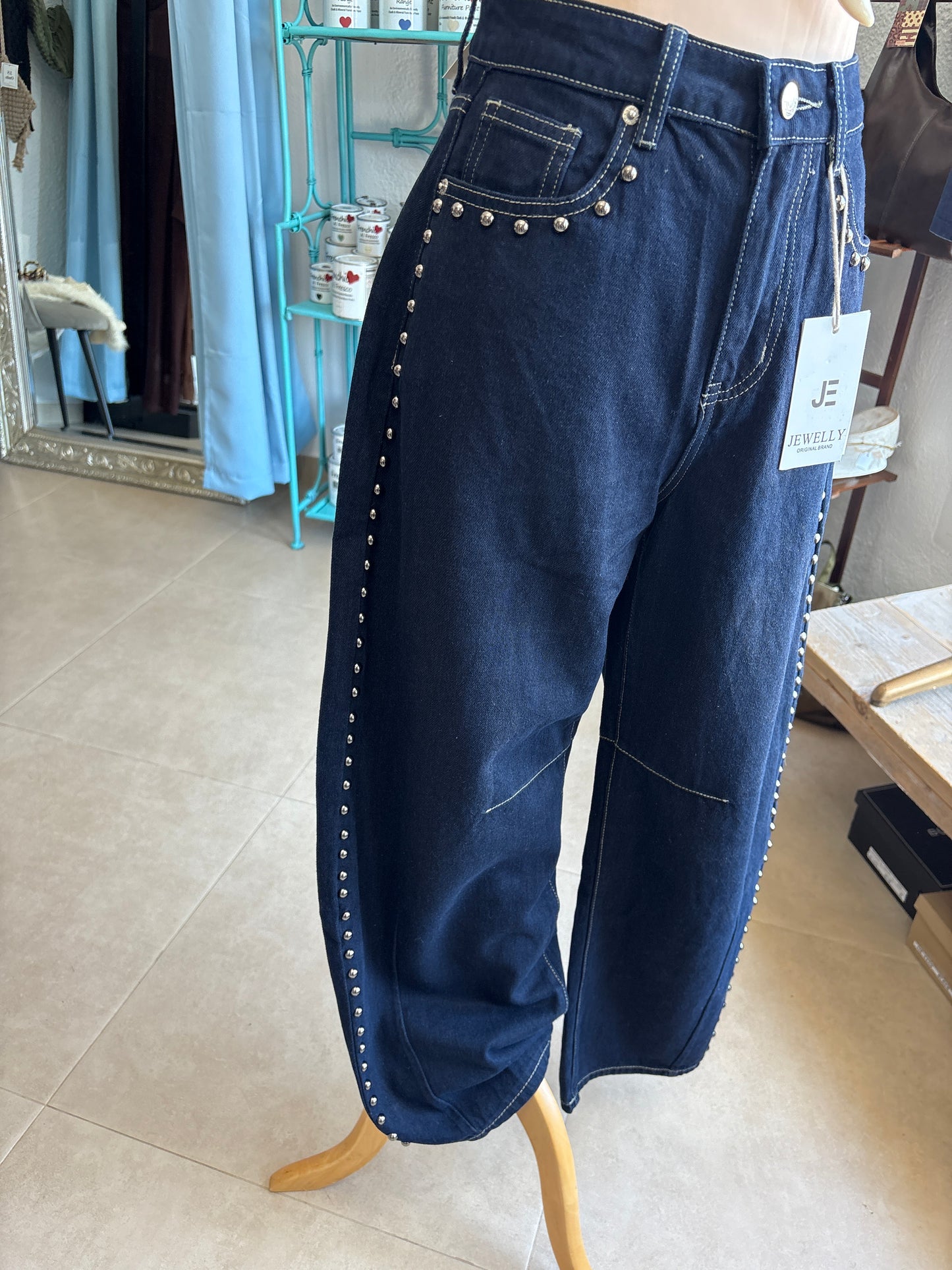 Studded balloon jeans