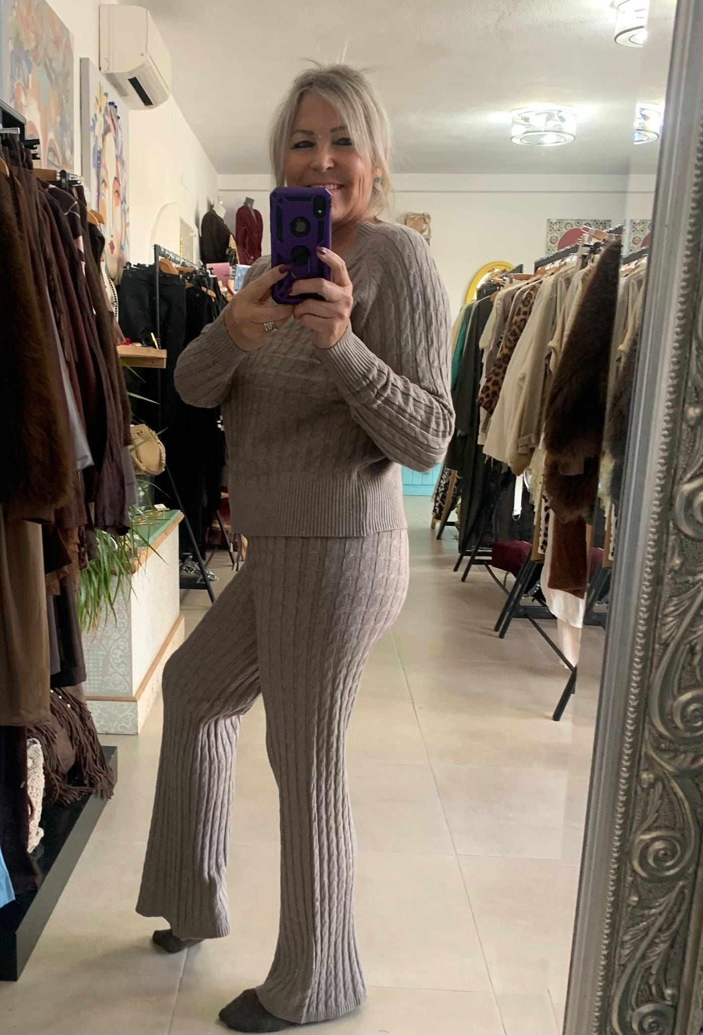 Cable knit lounge set