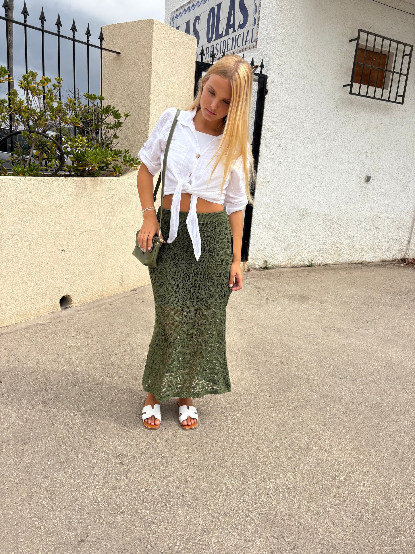 Open knit skirt