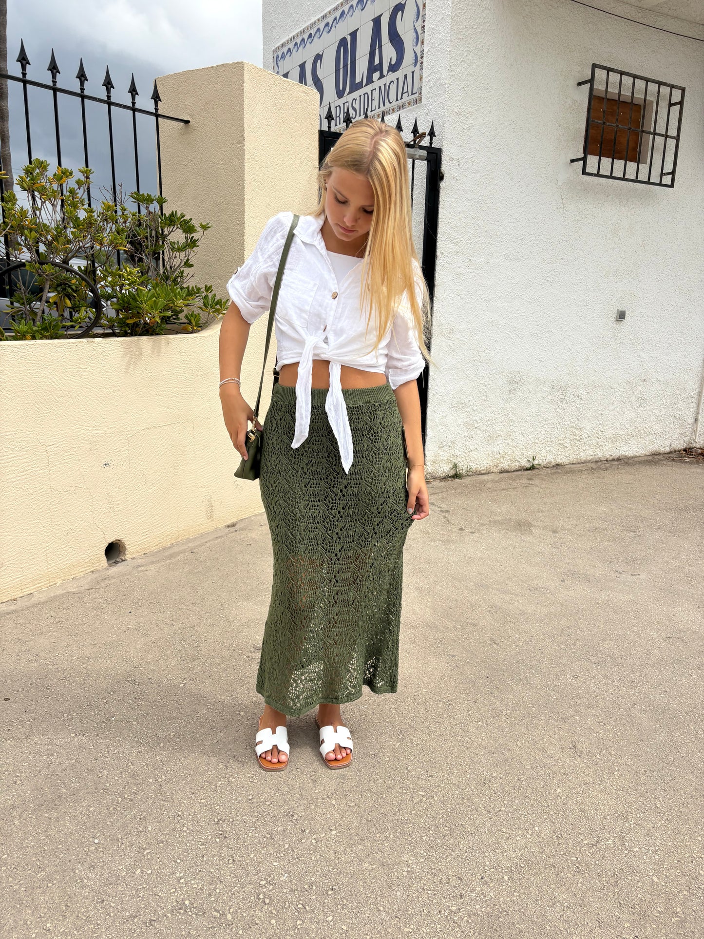 Open knit skirt