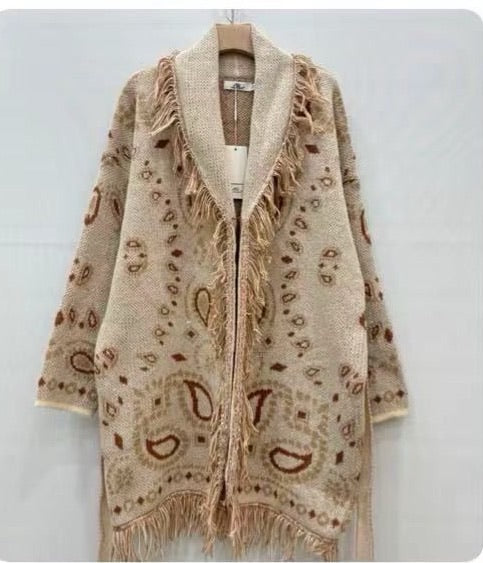 Boho Fringe Paisley Cardigan