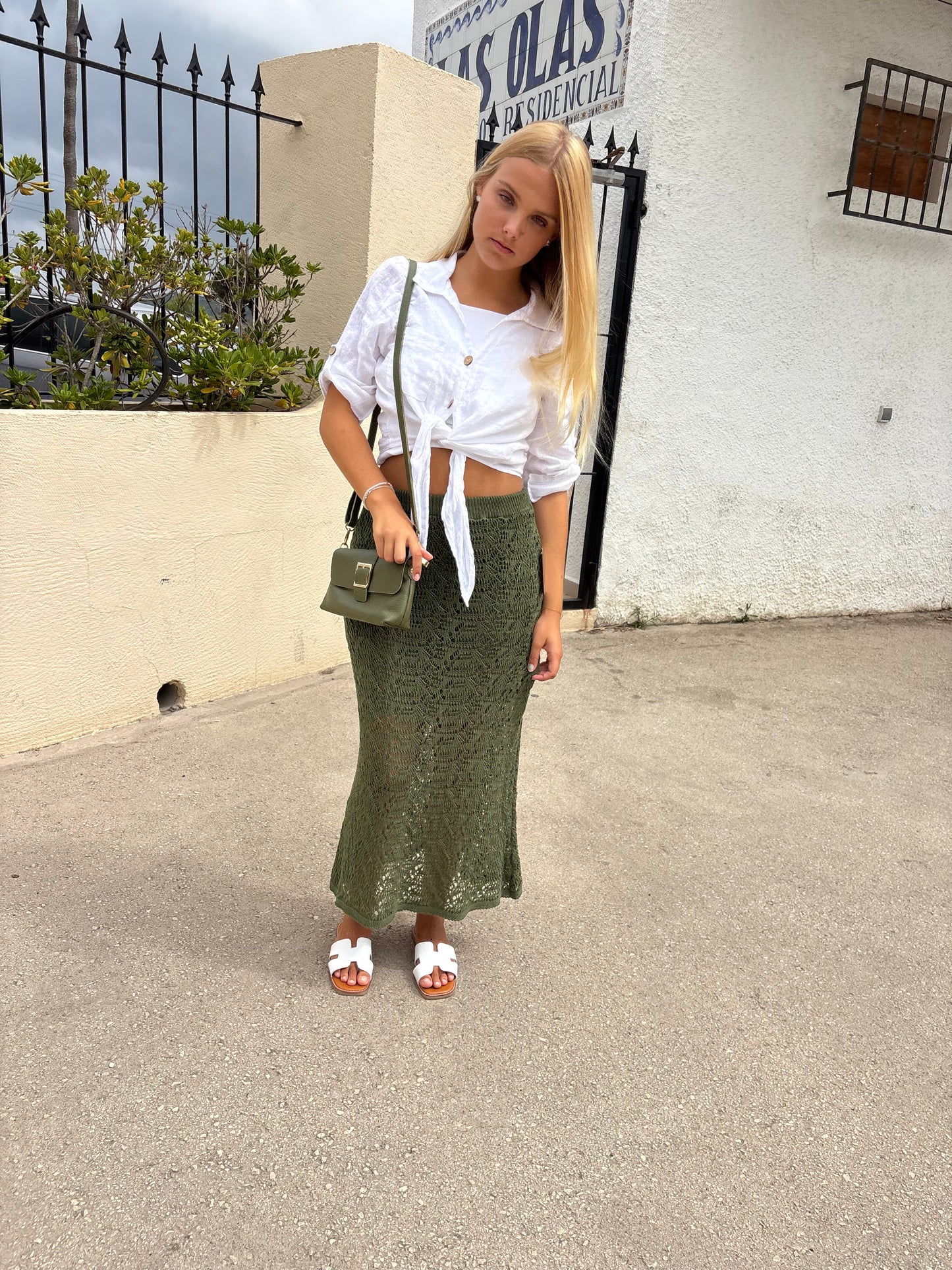 Open knit skirt