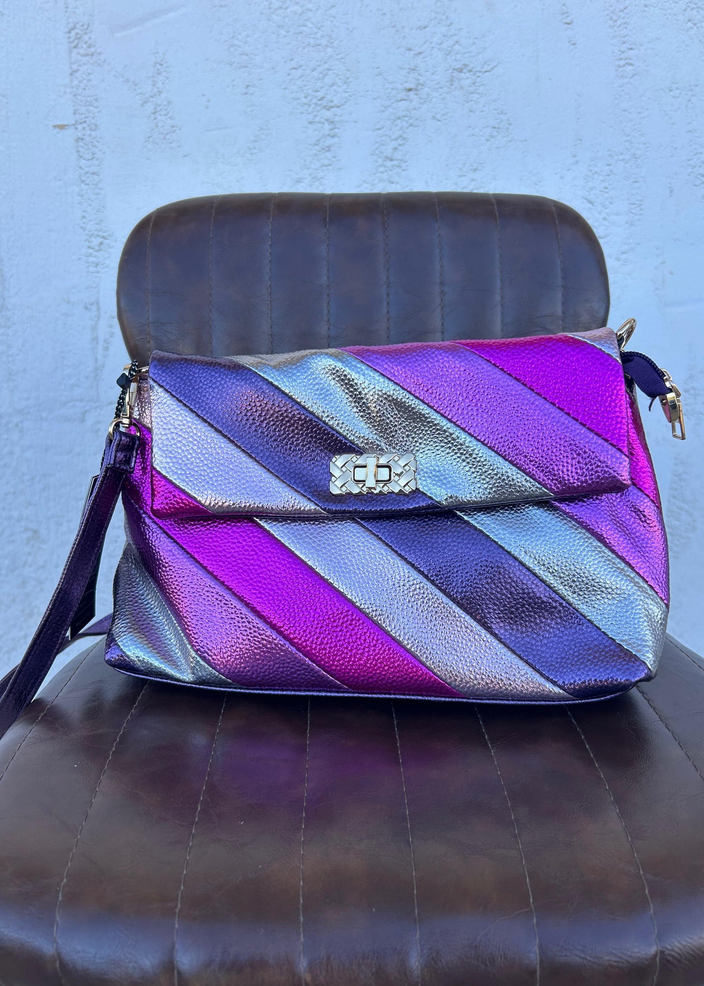 Metallic Diagonal Bag
