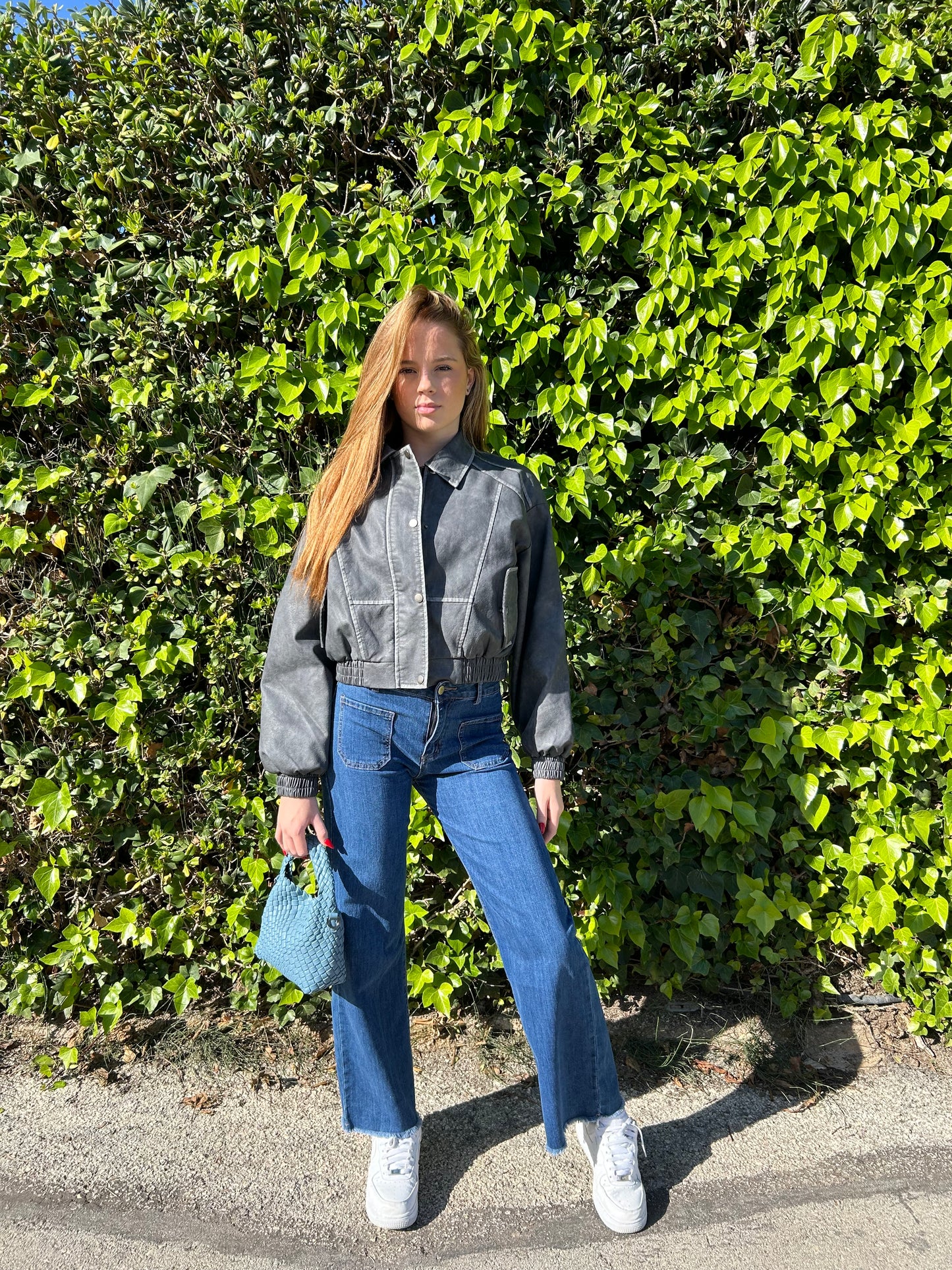 Cropped Pleather Biker Jacket