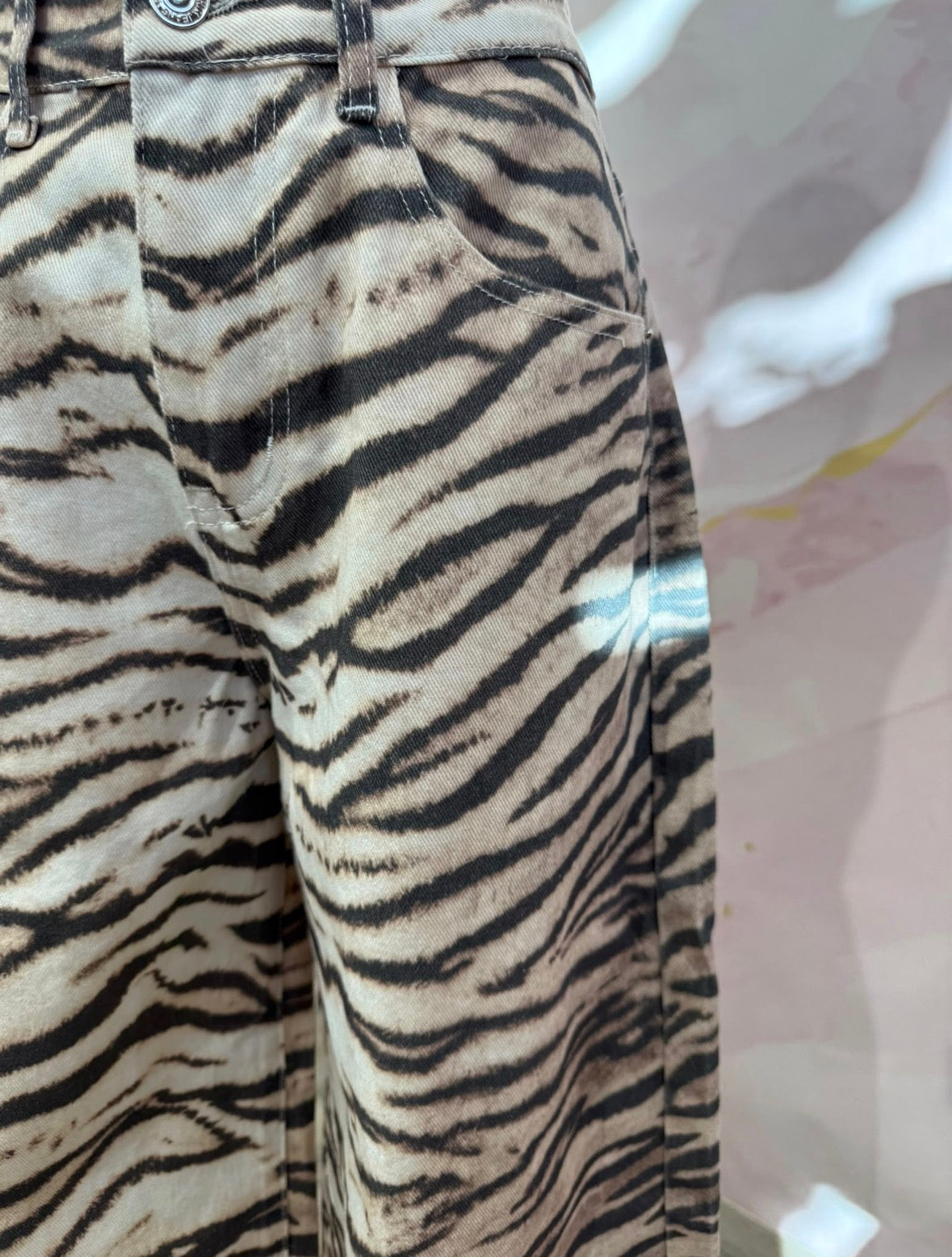 Zebra Print Wide-Leg Jeans