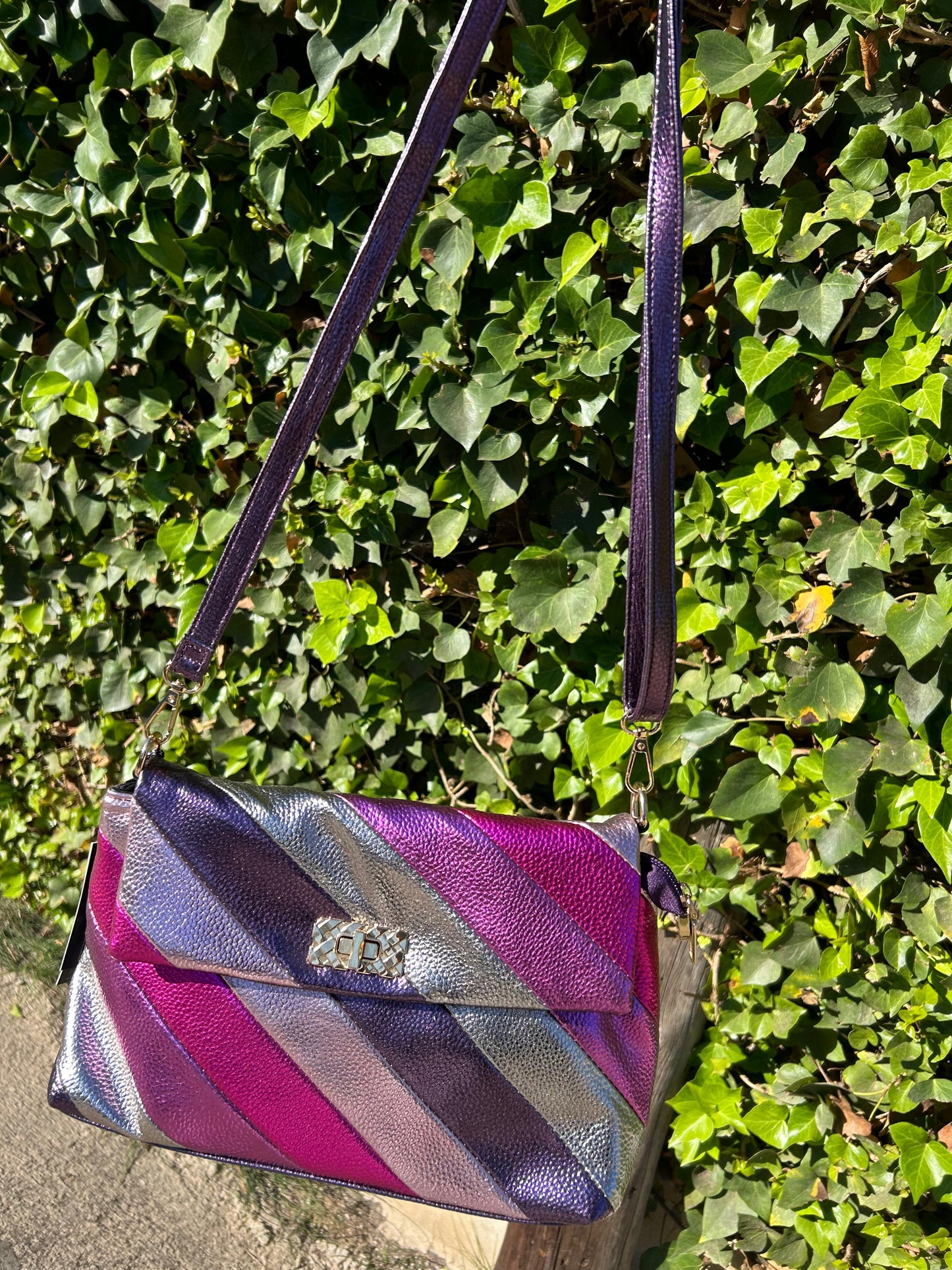 Metallic Diagonal Bag