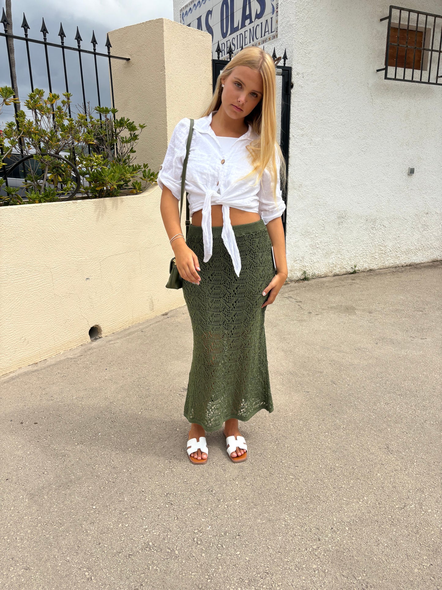 Open knit skirt