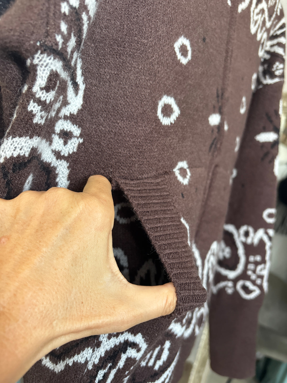 Bandana Print Knit Zip Jacket