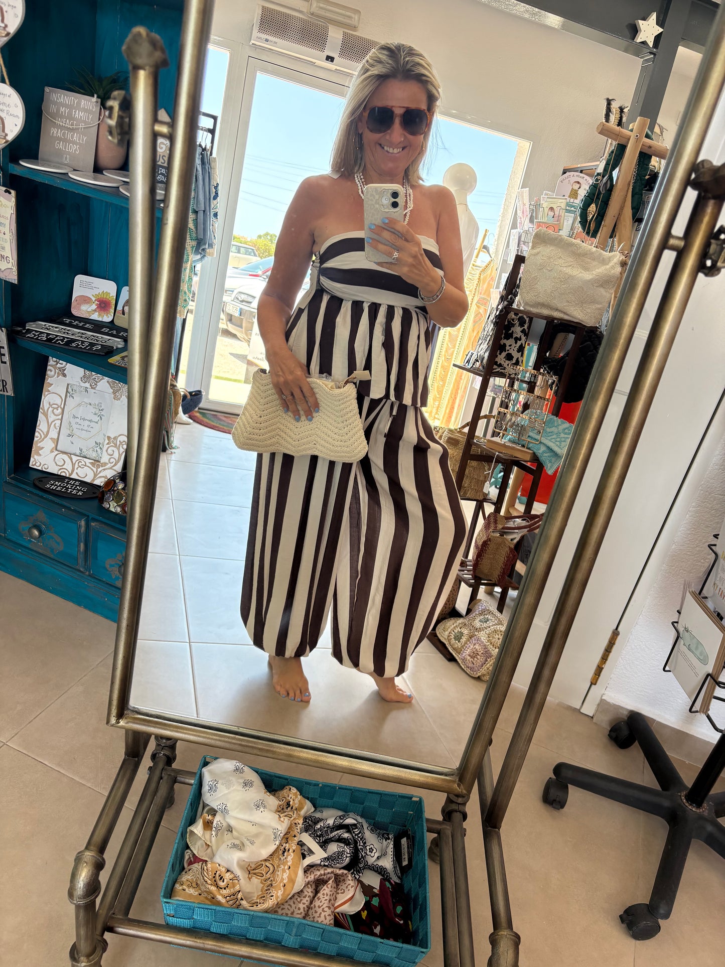 Striped Bandeau & Balloon Trouser Co-ord