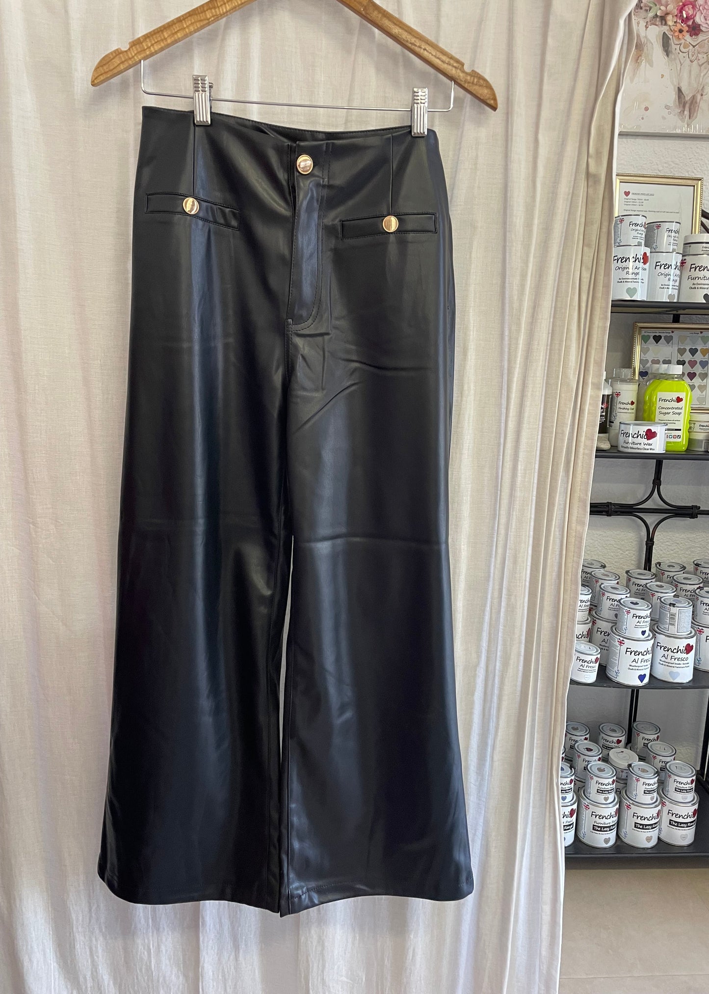 Cropped Pleather Flares