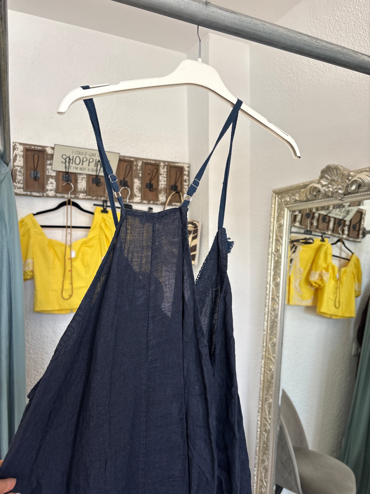 Linen Maxi Dress with Fringe Trim