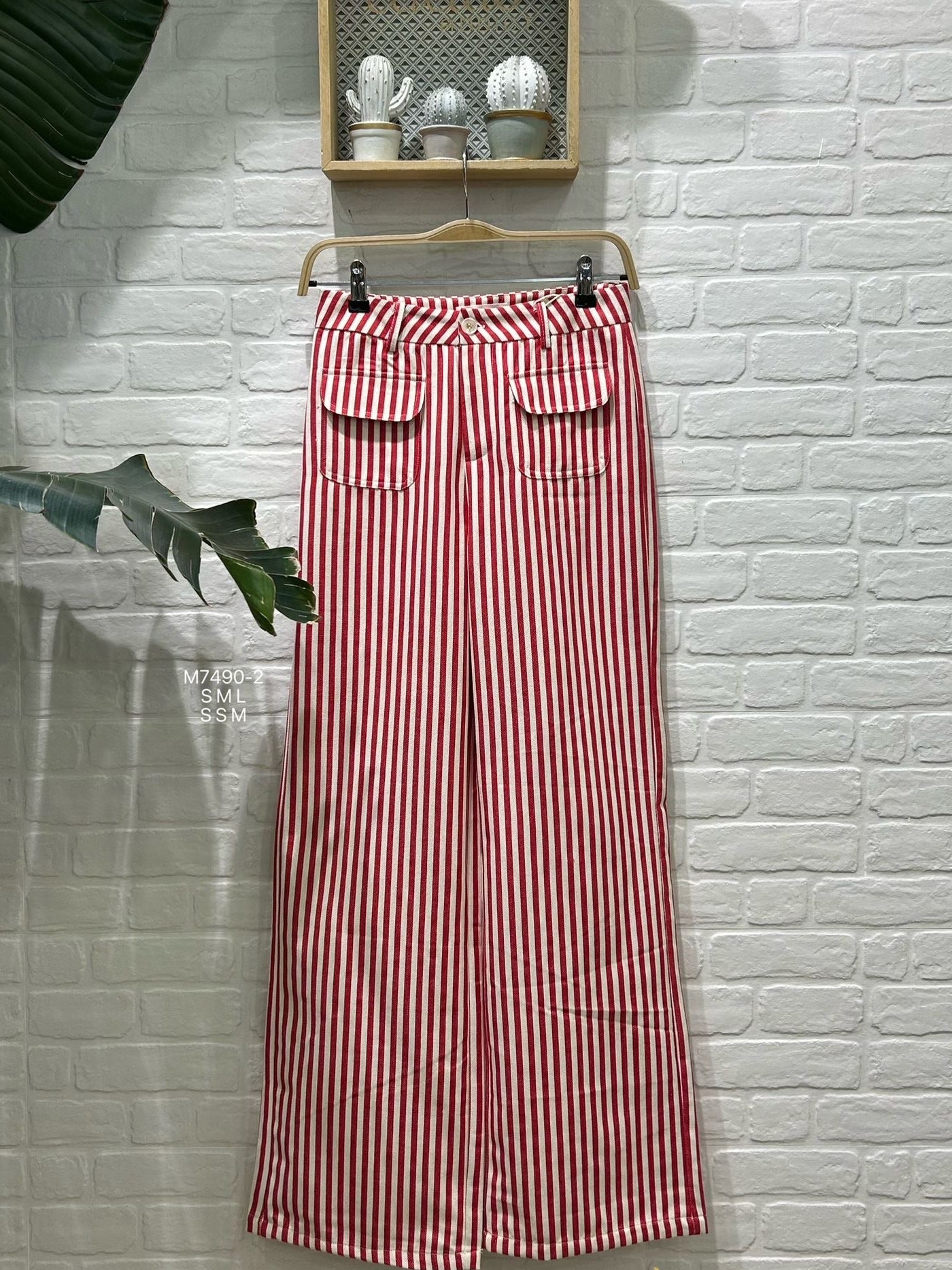 Stripey wide leg trousers