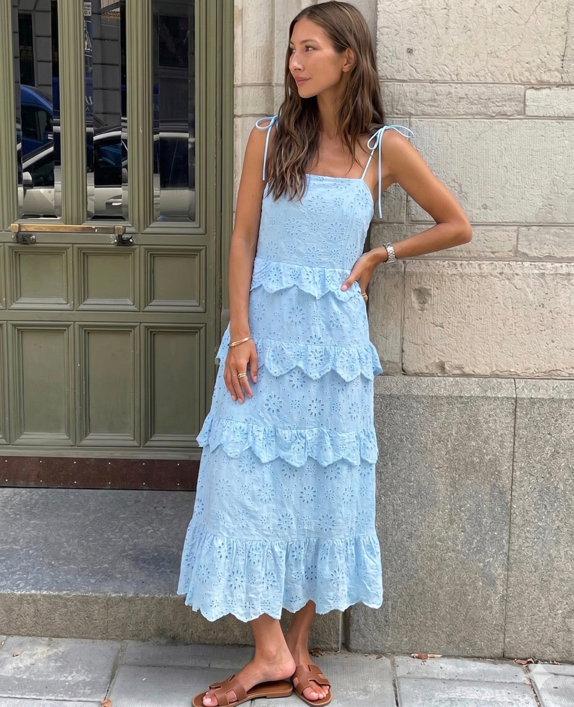 Broderie Anglais Tiered dress