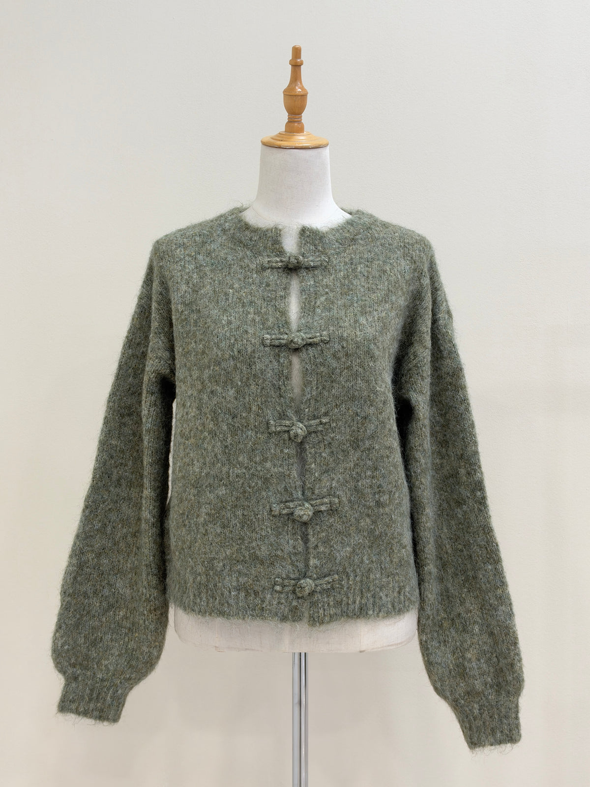 Knot Fastening Fluffy Knit Cardigan