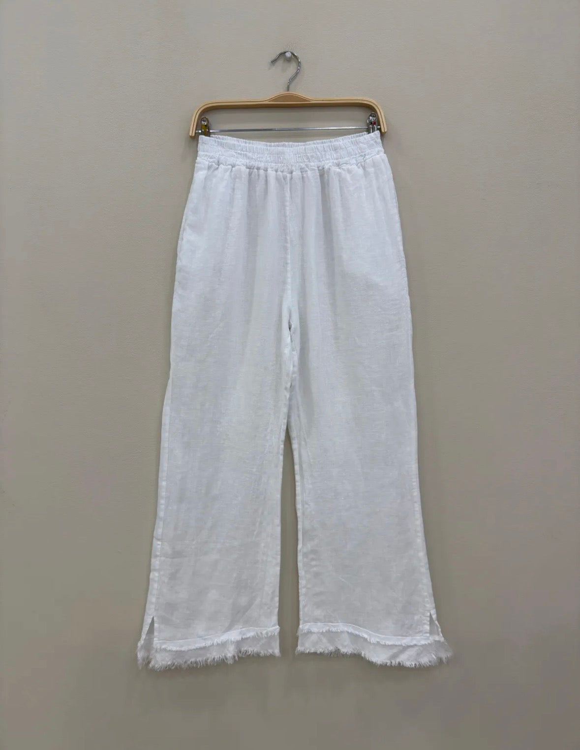 Linen Raw-Edge Wide Leg Trousers