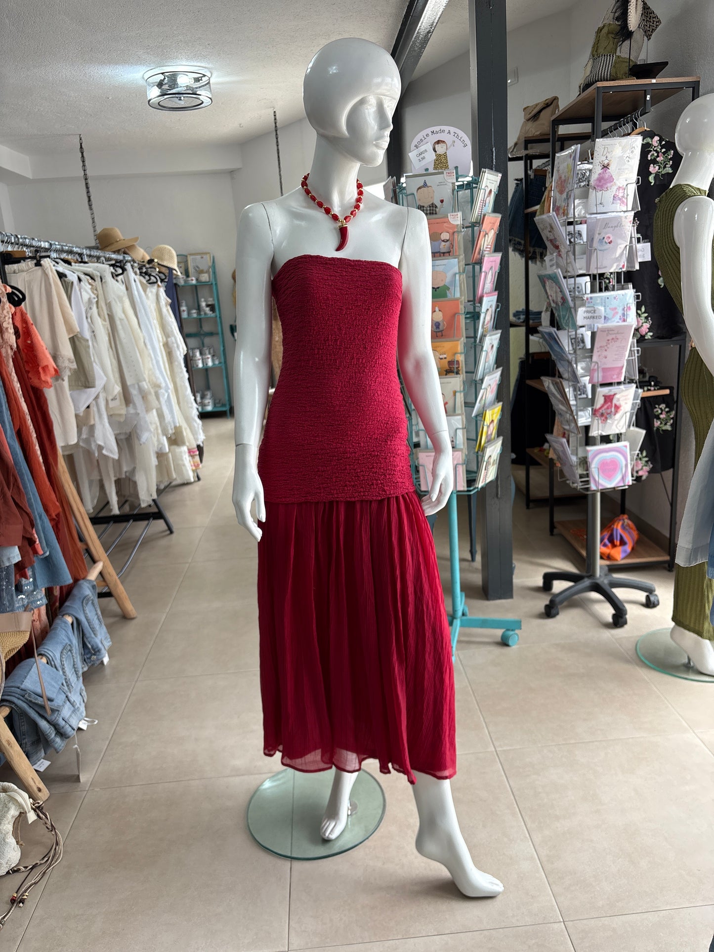 Strapless midi dress