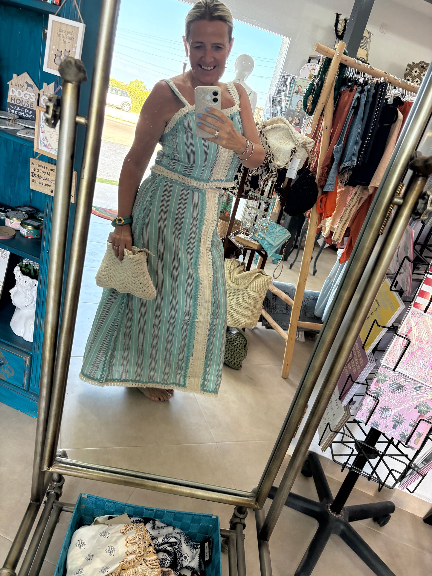 Stripe & Fringe top and Maxi Skirt