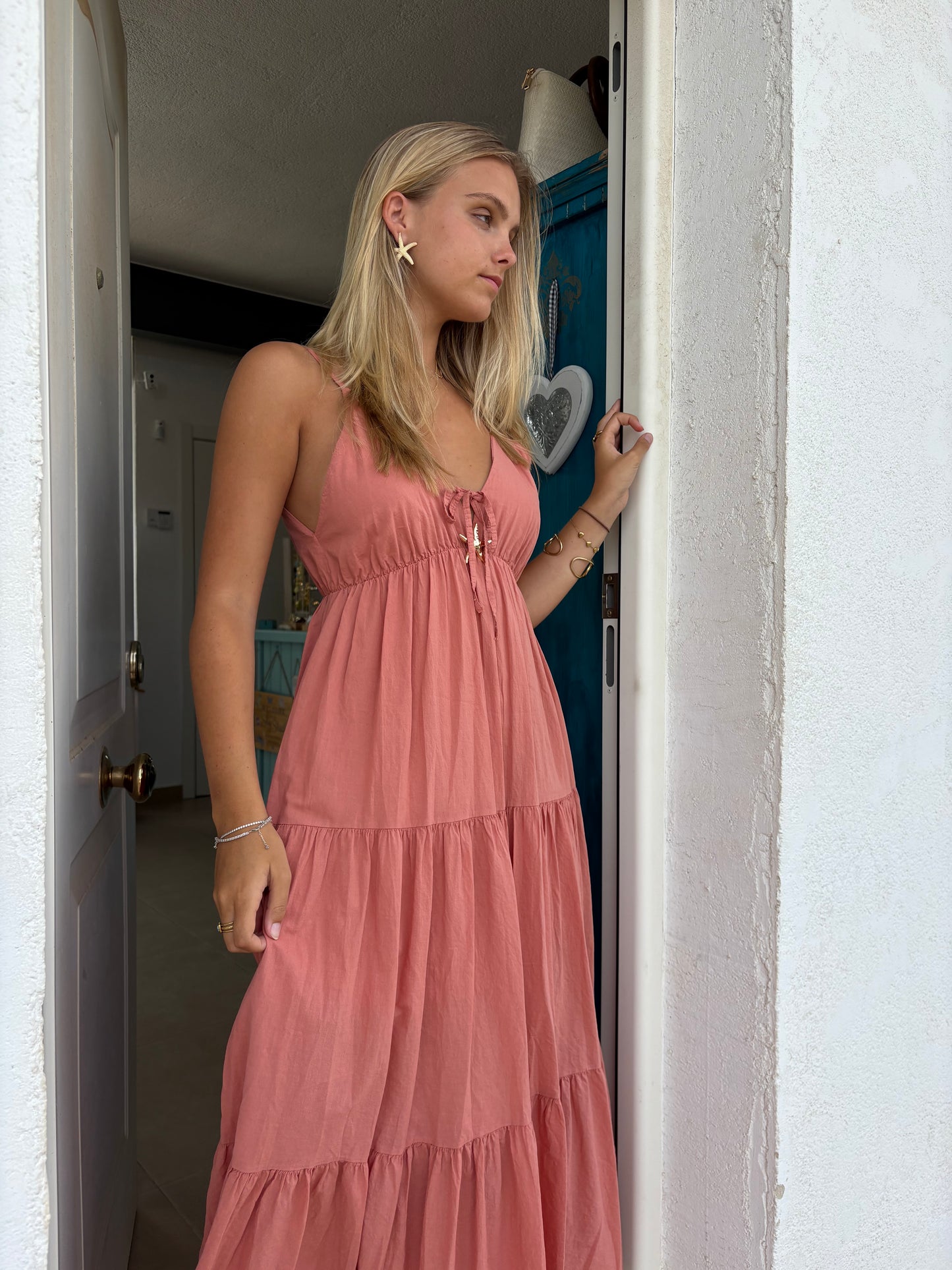 Starfish Tie-Front Tiered Maxi Dress