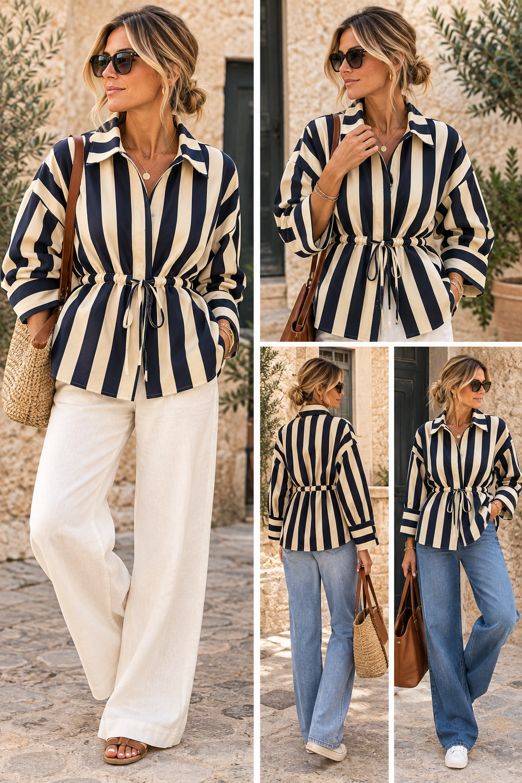 Striped Drawstring Shacket