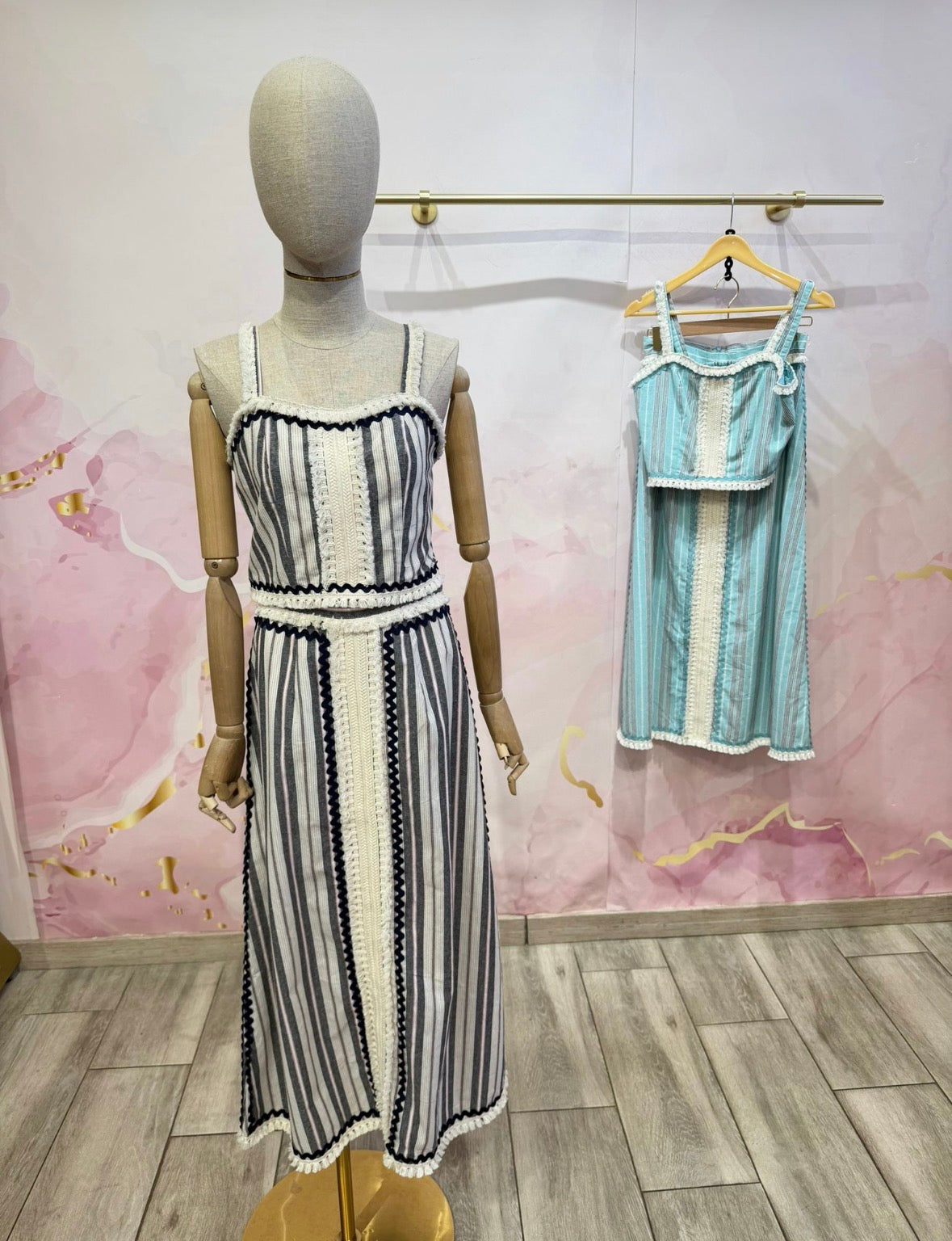 Stripe & Fringe top and Maxi Skirt