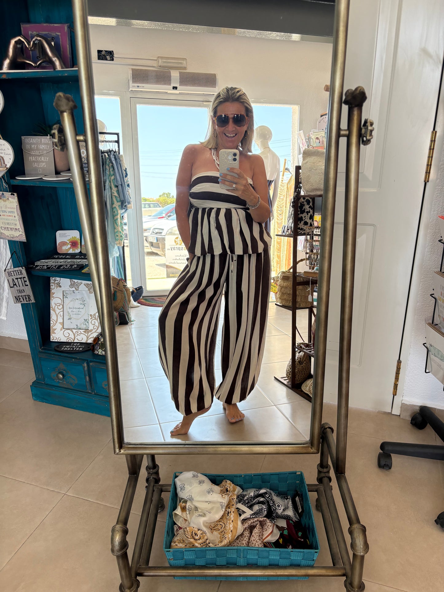 Striped Bandeau & Balloon Trouser Co-ord