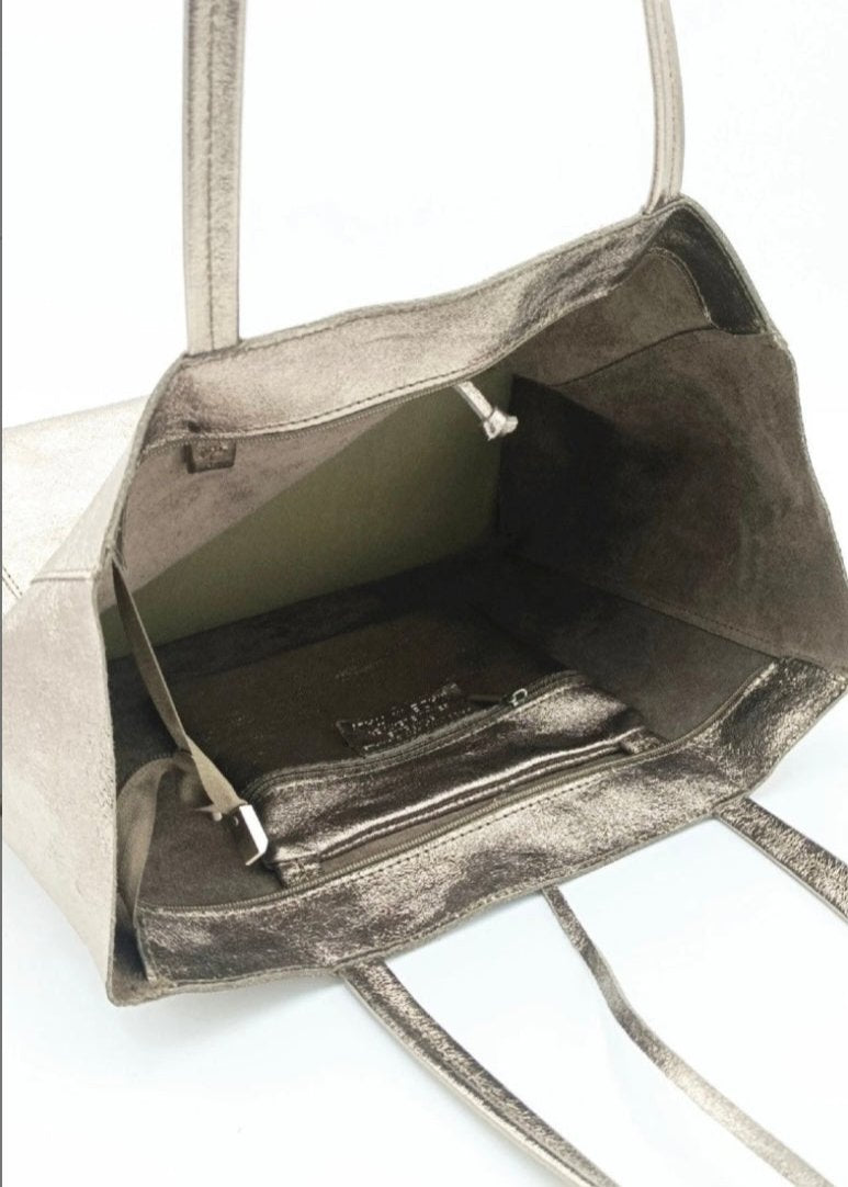 Metallic Leather Tote Bag