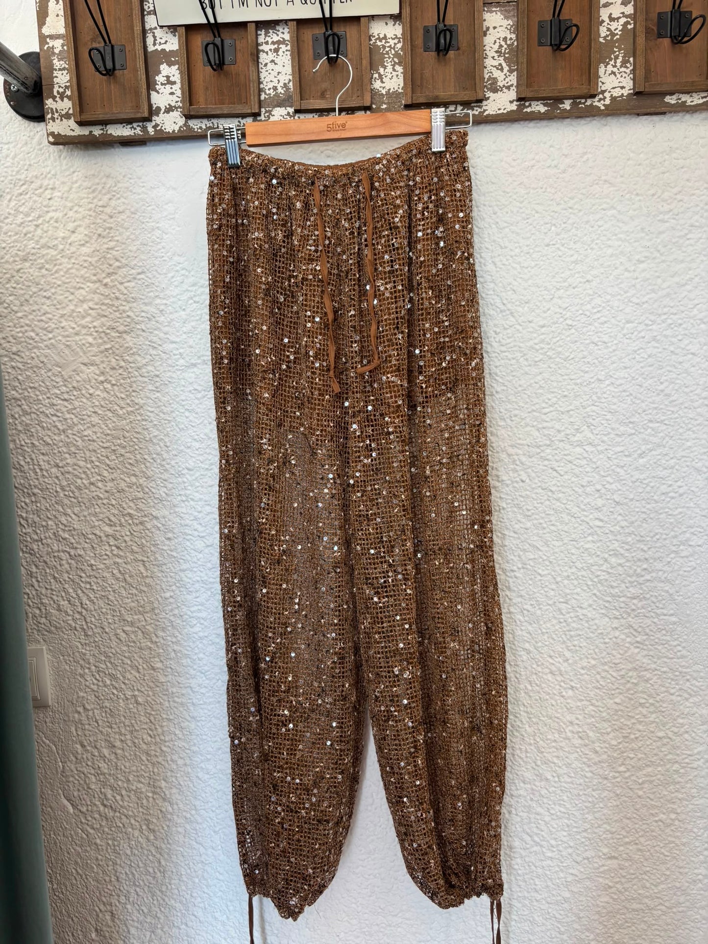 Sequin Mesh Wide Leg Trousers | Sparkle Beach Pants
