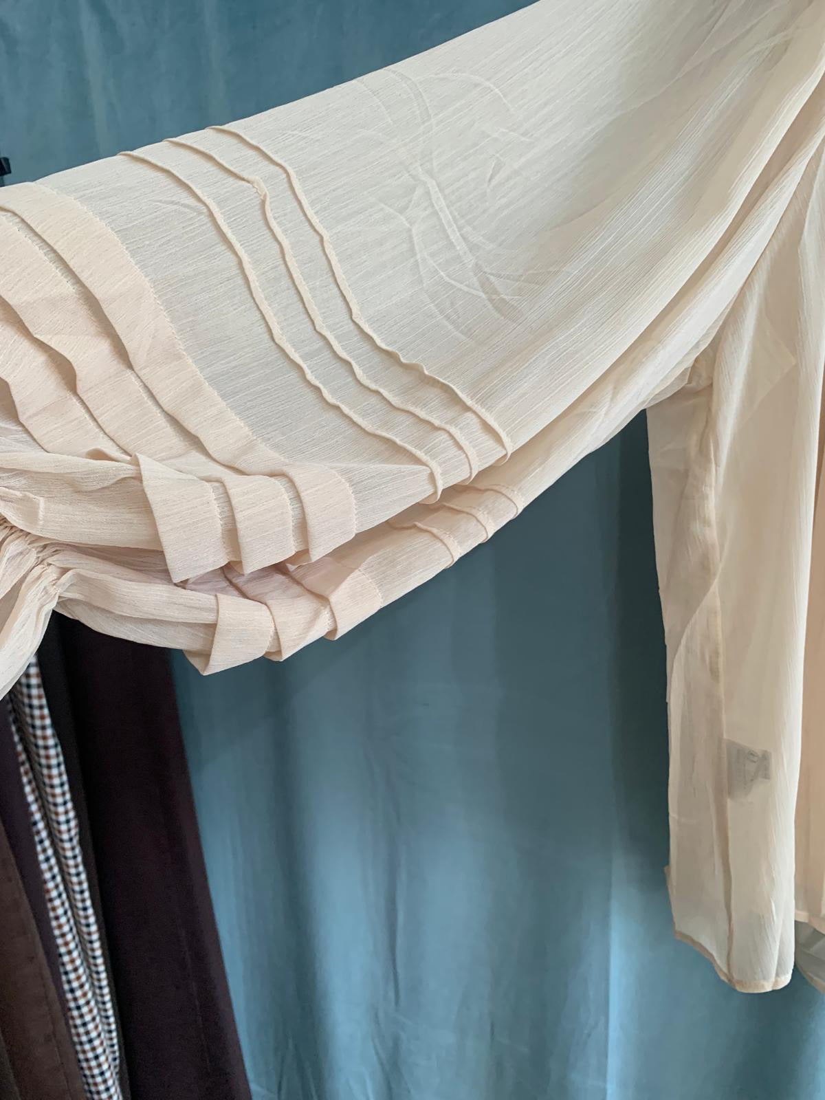Ruffle Tie-Neck Chiffon Blouse
