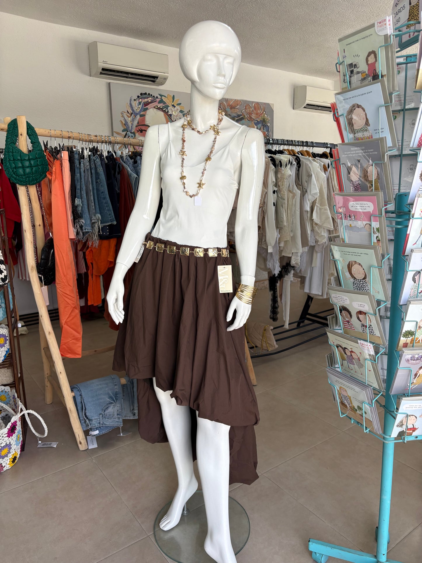 Asymmetric Balloon Skirt with Pockets