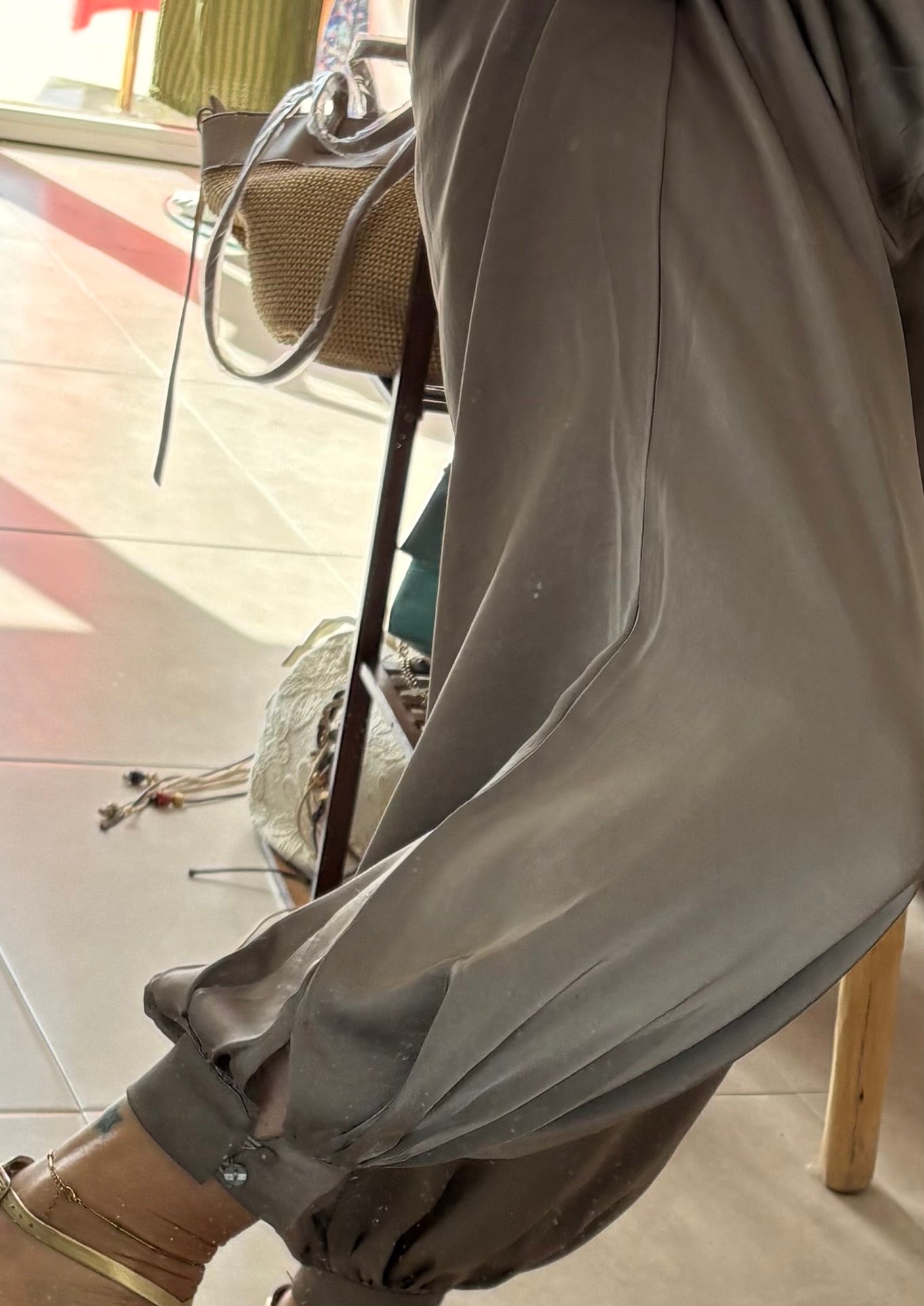 Ankle Cuffed Satin Trousers