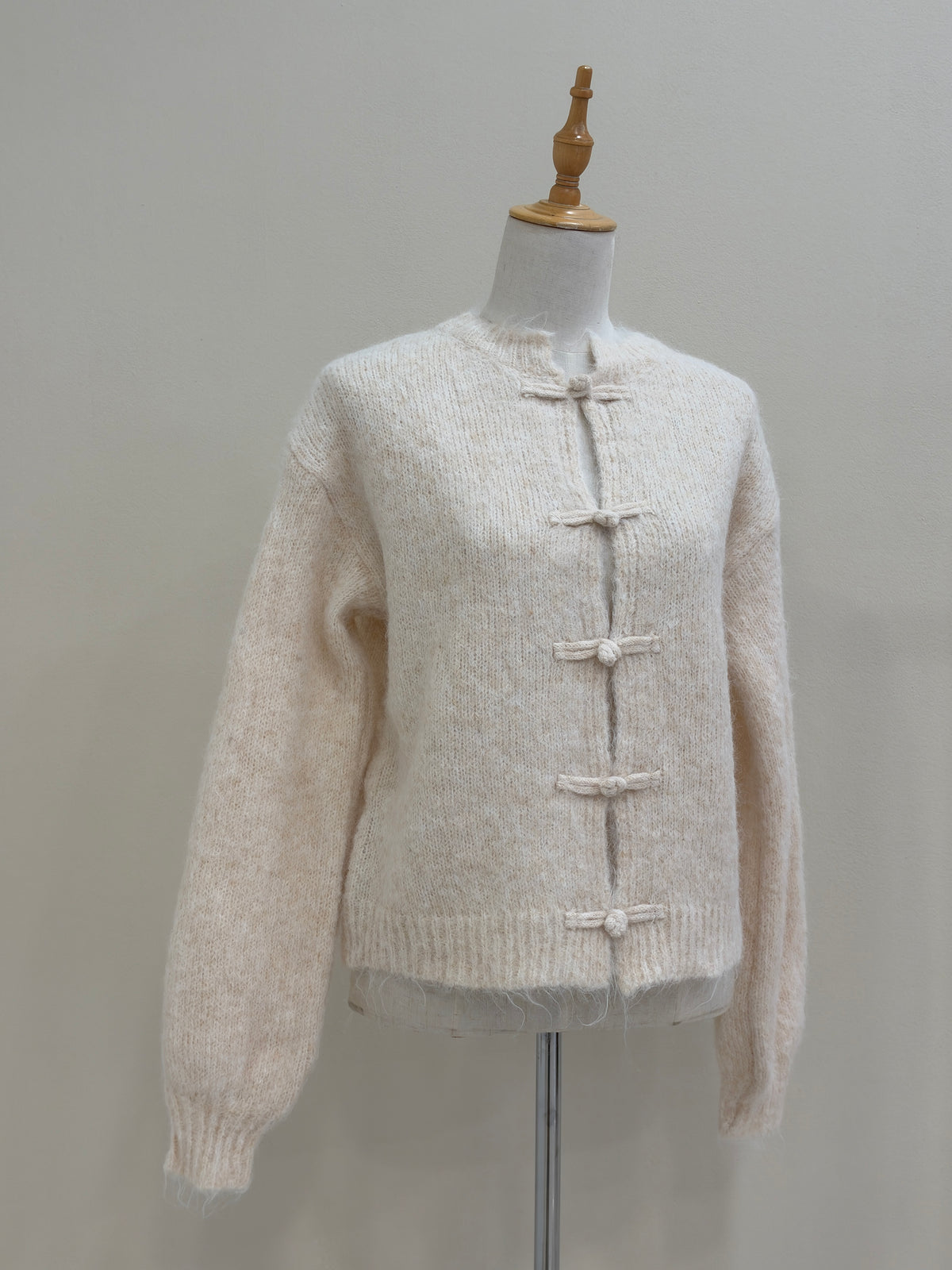 Knot Fastening Fluffy Knit Cardigan