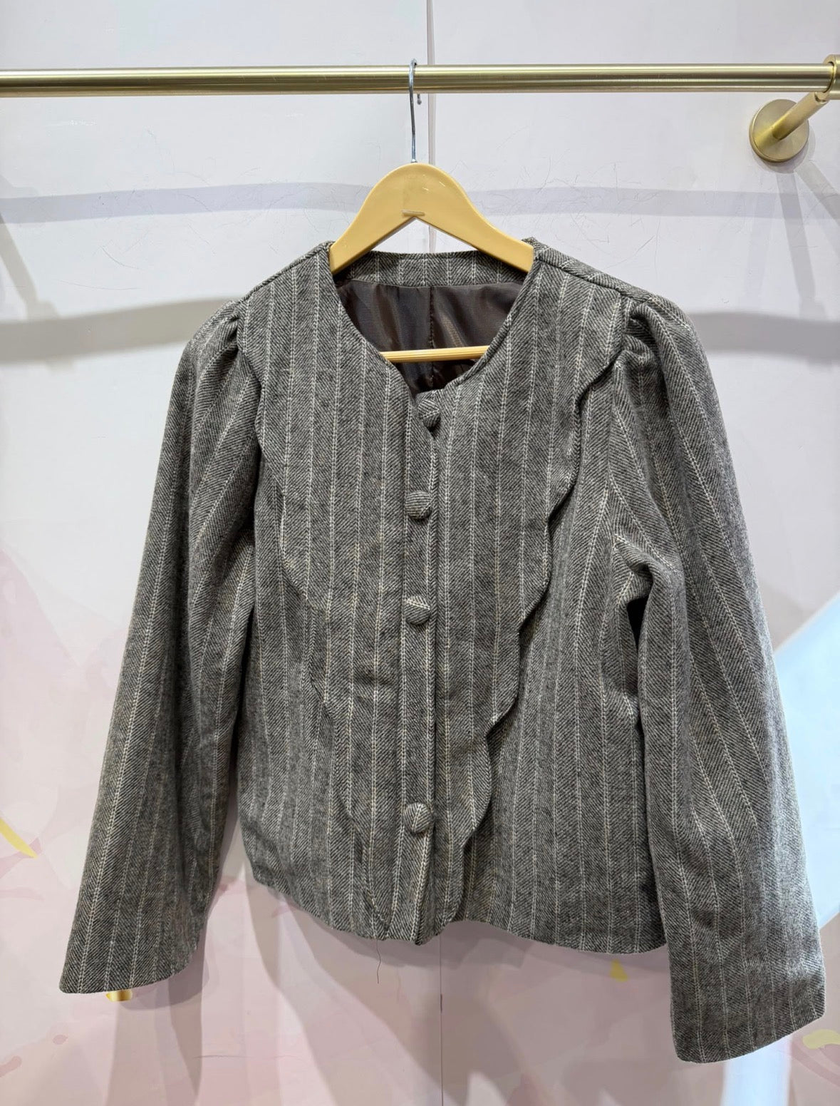 Scalloped Pinstriped Blazer