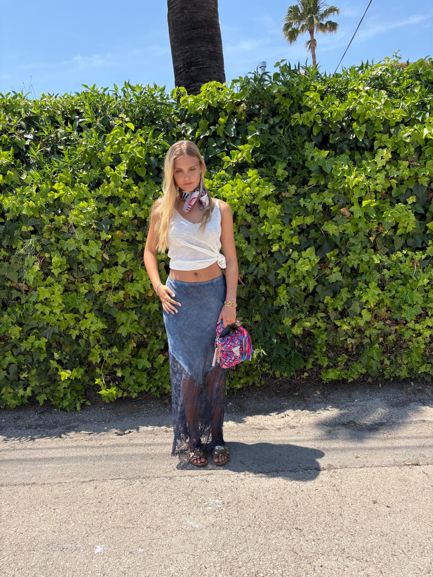 Lace hem maxi skirt