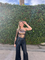 Cropped pleather flares