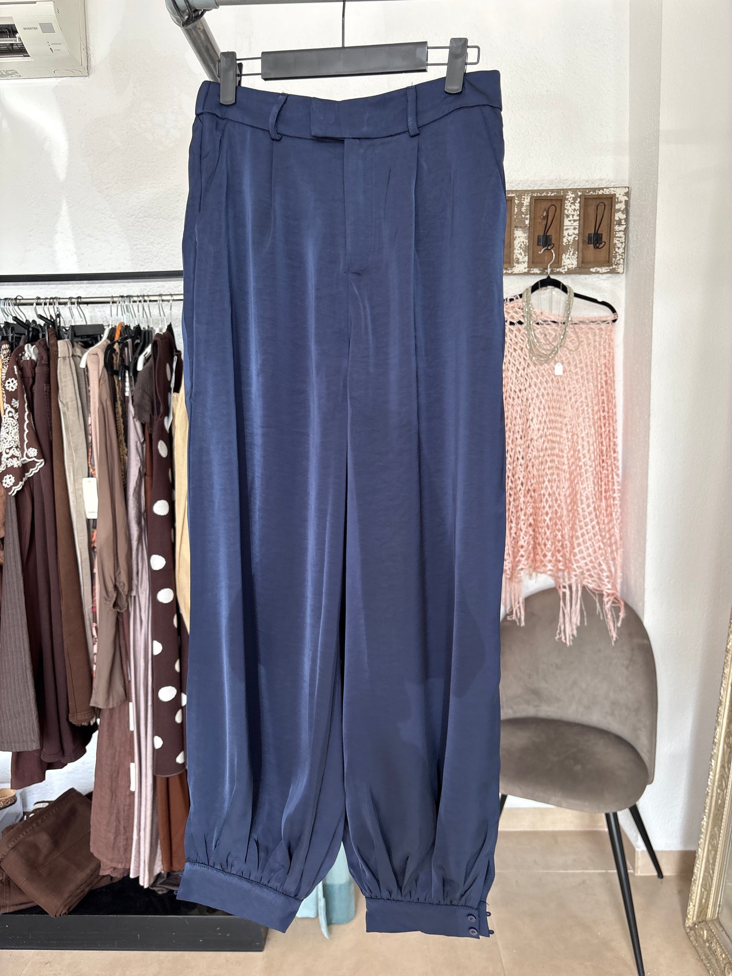 Ankle Cuffed Satin Trousers