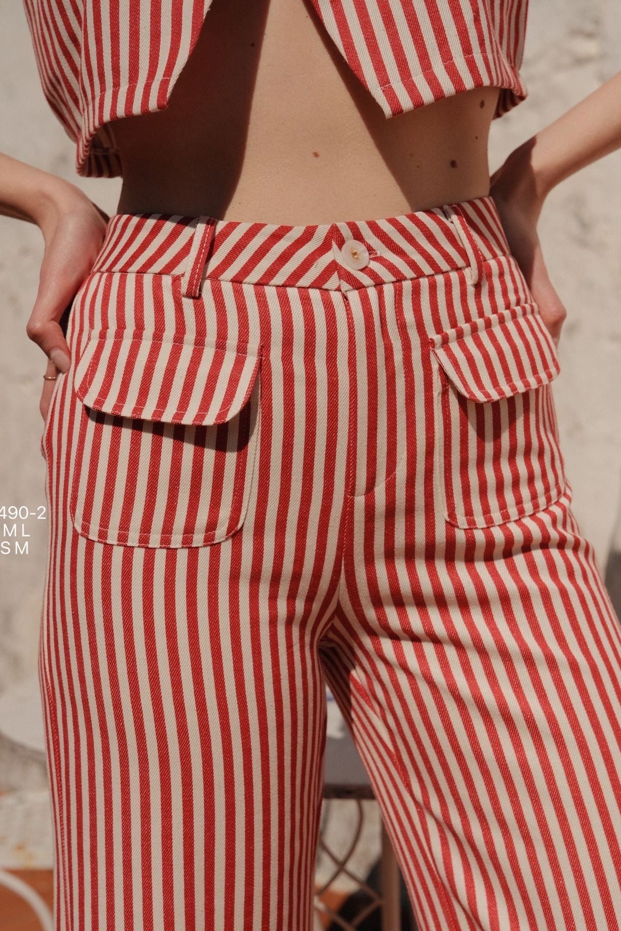 Stripey wide leg trousers