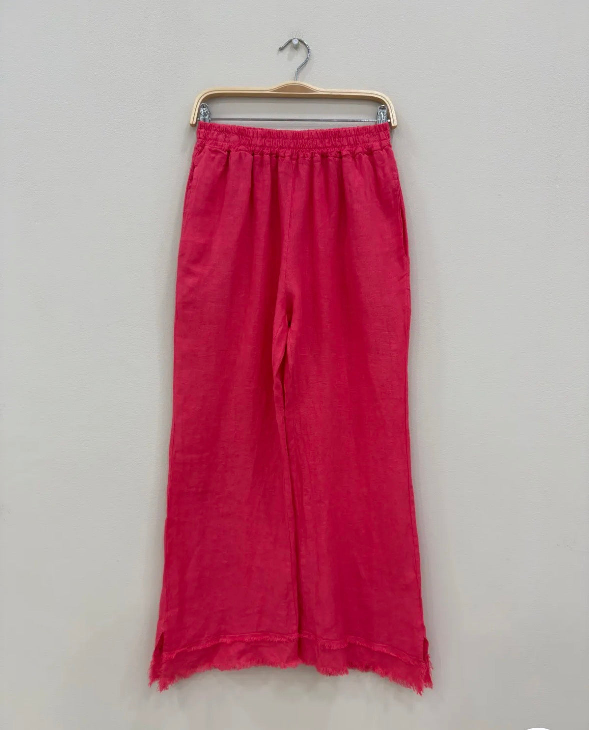 Linen Raw-Edge Wide Leg Trousers