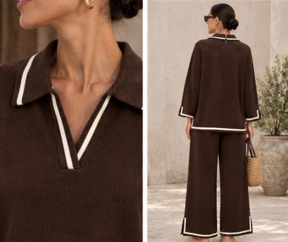 Contrast Trim Knit Polo Co-ord Set