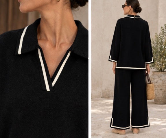 Contrast Trim Knit Polo Co-ord Set