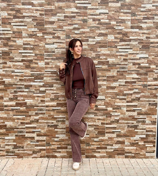 Faux suede bomber