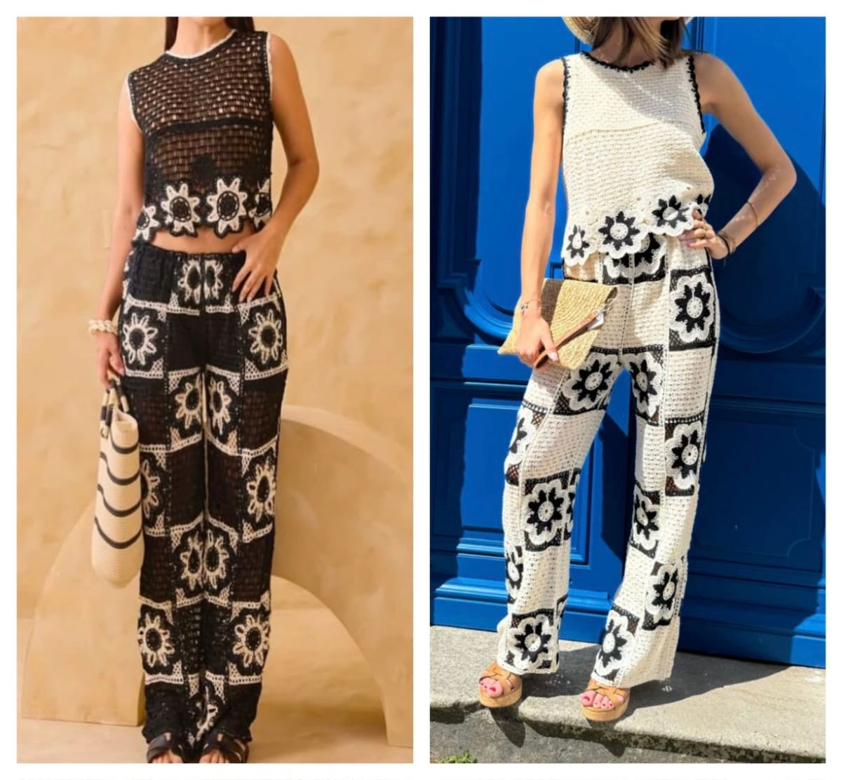 Flower power crochet trousers